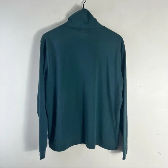 L.L. Bean Forest Green Women's Turtleneck Long Sleeve Top Size XL Cotton Blend - Picture 2 of 8